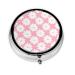 Camellia Patternround Pill Box 3 Compartments Round Pill Box Organizer for Purse Or Pocket Portable Travel Pill Box