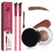4D Hair Stroke Brow Stamp Brush  Eyebrow Hair Stroke Brush  Ultra-thin 4D Eyebrow Stamp Brush  Realistic Hair Stroke Eyebrow Brush Eye Brow Stamping Kit(Light Brown)
