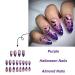 Purple Magic Bat Halloween Press on Nails - Medium Almond Shape 24 Pcs Acrylic Stick on Nails with Flame and Moon Designs - Buy Online on GoSupps.com