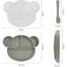 Suction Silicone Baby Plate with Lid, Spoon & Divided Sections - BPA Free & Dishwasher Safe - Toddler Self Feeding Dinnerware Set in Light Green - Buy Online on GoSupps.com