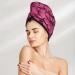 Hair Towel Wrap - Quick Drying Towel Turban with Button | Pink Butterfly Design - Buy Online on GoSupps.com
