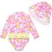 BONVERANO Baby Girls Swimsuit | Long-Sleeve Zipper One Piece Swimwear | UPF 50+ Sun Protection | 2-3 Years | Pink Yellow - Buy Online on GoSupps.com