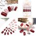 Sethexy Medium Glossy Red Sparkle False Fingernails with Glue | 24pc Acrylic Press-On Nails with Rhinestones for Women & Girls - Buy Online on GoSupps.com