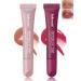 Tinted Lip Balm-2Pcs Rose-Gray Raspberry Peptide Hydrating Lip Tint Moisturizer Jelly Lip Treatment Balm Non-Stick Glow Reviver Lip Care Oil Lip Gloss Christmas Makeup for Women-02+04 #02+#04