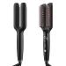 2 in 1 Hair Straightener Brush & Curler with Ceramic Coating - PTC 20s Fast Heating Hair Straightener Comb 5 Temps Settings up to 210-410F Dual Voltage 110-240V Travel Hair Straightener