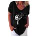 Ppanguding T-shirt women summer fashionable casual round short loose Pustblume Printed tops tops above shirt summer top shortage shirt 5xl black