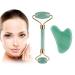 Jade Roller & Gua Sha Set Face Roller Massage Tool for Face Eyes Neck Skin Care Routine Facial Beauty Skincare Massager Tool Gifts for Women Relieve Fine Lines and Wrinkles (Green) Green Rollers set