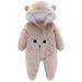 JiAmy Newborn Baby Winter Hooded Romper Fleece Snowsuit Jumpsuit Cartoon Cat Outfits 0-12 Months 9-12 Months Brown