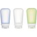 Humangear GoToob TSA Approved Small Refillable Silicone Travel Bottles, large, 3-pack, clear/green/blue