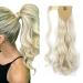 iLUU Ponytail Extension Synthetic Magic Paste Heat Resistant Curly Wavy Wrap-Around Ponytail 100 g 18 Inches #60 Platinum Blonde Ponytail Extensions