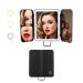 KDKD Travel Mirror Mini Trifold Lighted Makeup Mirror with 3 Colors Light Modes USB Rechargable Portable Ultra Thin Compact Vanity Mirror with Touch Screen Dimming for Cosmetic Black