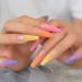 Colorful Ombre Rainbow French Coffin False Nails - Long-lasting, Reusable, Summer Shades | L5880 - Buy Online on GoSupps.com