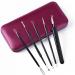 Blackhead Remover Tool Kit - 5 pcs Acne Extraction Tools with PU Leather Case & Mirror | Blackness Remover & Comedo Extractor - Buy Online on GoSupps.com