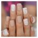 Zhi Zhi Short Round Fake Nails Black And White Lines Simple Design Nail Techniques Professional Nail Art For Student Office Ladies (Color : L5745)