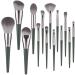 14-Piece Green Makeup Brush Set | Large Powder Highlighter Eyeshadow & Foundation Brushes for Flawless Contour - Buy Online on GoSupps.com