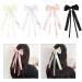 Double Layer Ribbon Bow Hair Clip Women Korean Bowknot Long Ponytail Clip Sweet Girls Hairpin Barrettes Headwear Gift Beige - Buy Online on GoSupps.com