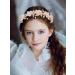 IYOU Princess Wedding Headband Gold Flower Headpiece Pearl Bridesmaid Bridal Communion Hair Accessories for Girls - Buy Online on GoSupps.com