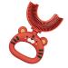 Neamou U-shaped toothbrush U-shaped toothbrush for children-U-shaped cartoon-tiger-design toothbrush-soft silicone brush head extra soft toothbrush training manual all-out cleaning red 1 piece (1 Pack)