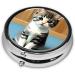 Bedroom Kitten Round Pill Box | 3 Compartment Portable Organizer for Travel | Ideal Travel Pill Box - Buy Online on GoSupps.com
