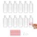 12 Pcs 50ml Plastic Travel Bottles for Toiletries Empty Refillable Transparent Containers Cosmetic Flip Cap Bottles for Toiletries Shampoo Lotions Cosmetics with 4pcs Funnels and 2 Sheets Free Labels 02
