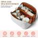 Aucuu Large Capacity Travel Cosmetic Bag for Women Girls PU Leather Waterproof Layered Storage Makeup Bag with Handle Portable Travel Organizer (Checkered White) #14 White-14 - Buy Online on GoSupps.com