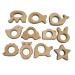 Alenybeby Nature Baby Teething Toys 11pc Wooden Teether Montessori Toys Wood Teether Rings Organic Infant Teether Handmade Pendant Set Shower Gift (Type 1)