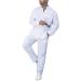 RPOVIG Linen Shirt Sets Outfits:Men's 2 Pieces Henley Shirts Long Sleeve Loose Yoga Pants Beach Clothing Medium White