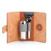 M hle Travel travel set-Silvertip fibre brush razor compatible with Gillette blades brown leather bag-chrome-plated metal handle