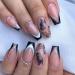 Black Press on Nails Medium Length Coffin Nude Fake Nails Butterfly Glitter Design Acrylic Glue on Nails Full Cover False Nails 24Pcs/Set Style 1