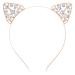 Frcolor Cat Ears Hairband Crystal Rhinestone Cat Ear Headband for Women Girls (Gold)