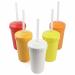 Re Play Set of 5 Straw Cups with Silicone Straws | Made in USA from Recycled Plastic | Stackable and EASY to Clean | Dishwasher Safe | BPA Free | Sunrise
