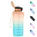 ETDW drinking bottles with straws 2 liters 2l water bottle with time markings BPA-Free Tritan sports water bottles 2000ml leakage-proof for fitness orange green 2000ml (Tritan) orange green