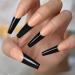 Black Lace French Artificial Nails - Extra Long Coffin Shiny Acrylic U-Shaped Tips - 24-Piece Party Set for Women - Buy Online on GoSupps.com