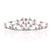 Rose Flower Rhinestone Crystal Wedding Tiara Crown - Pink Roses Silver Plating