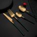 Flatware Sets 16Pcs Green Gold Cutlery Set Matte Flatware 18/10 Stainless Steel Dinnerware Set Kitchen Silverware Knife Spoon Fork Tableware (Color : Black Silver) - Buy Online on GoSupps.com