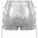 Duohropke Women's Metallic Hotpants | High Waist Sequin Glitter Shorts for Dance Disco & Carnival - Silver M02 - Buy Online on GoSupps.com