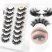 8 Pairs Russian Strip Fake Lashes D Curl (G880-G889) 3D Effect - Reusable Naturally Thick Eyelashes - Fluffy Wispy Natural False Eyelashes G881