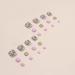 Short Square Flower Leaf False Toenails with Gold Glitters - 24Pcs - Buy Online on GoSupps.com
