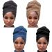 4 Packs Stretch Jersey Turban Head Wrap Scarf African Headwraps for Women Head Wraps Long Hair Scarf Ultra Soft Breathable Solid Color Turban Tie Large Headband (Black Dark Grey Light Brown Blue) Black+dark Grey+light Brown+blue