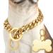 W/W Lifetime Choke Chain Dog Collar 19MM Cuban Link Dog Chain for Pitbull Choke Collar 18K Gold Metal Stainless Steel Heavy Duty Slip Dog Collars for Medium Dogs(19MM 22") 22"(Can Over Head 20"-22")