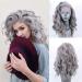 RONGDUOYI Silver Short Bob Lace Front Wigs for Women Glueless Body Wave Synthetic Heat Resistant Fiber Hair Wig 16 Inch Free Part Silver Grey Bob Wig Daily Use Cosplay Wig 16 Inch Silver Grey
