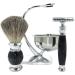 Premium Razor Holder Set - Luxury Shaving Stand & Accessories for Men | Double Blazing Razor & Soap Shell | Perfect Gift - 9.5x15cm Silver - Buy Online on GoSupps.com