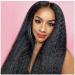 Greenmir Black Lace Front wigs for women side part 13x4 lace with smooth heat -resistant black synthetic hair 24in (Yaki Lace Front Wig)
