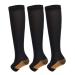 3Pairs Open Toe Toeless Compression Socks(15-20mmHg) for Men and Women Support Stocking (Black L/XL) Large /X-Large (3 Pair) Black