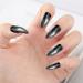 Medium Press on Nails | Shiny Reflective False Nails with Glue - Metal Plating Punk Nail Tips Black Fake Finger Nails for Women Girls Maijia - Buy Online on GoSupps.com
