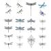 SanerLian Dragonfly Temporary Tattoo Sticker Watercolor Waterproof Women Girls Children Kids Party Favor Hand Arm Back Body Art 10.5X6cm Set of 12 (SF160)
