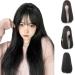 URCGTSA 22 Inches Long Black Synthetic Hair Wig with Bangs - Perfect for Parties and Cosplay - Buy Online on GoSupps.com