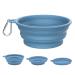 Tokayife foldable dog bowl 560ml travel bowl dog foldable dog bowl with carabiners for indoor and outdoor area (single bowl blue) single bowl blue
