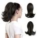 CJL HAIR Claw Clip Drawstring Ponytail Hair Extension Short Black Brown Wavy Curly Afro Fake Faux Synthetic Heat Resistant Fiber Hairpiece for Women Girls Kids 12 Inch (Pack of 1) Black Brown