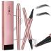 Magic Eyebrow Pencil 4-Tipped Precise Brow Pen 3D Waterproof Microblading Eyebrow Pencil Contouring Pen Waterproof Natural Fine Stroke Magic Eyebrow Pencil for Women and Gril (Black+Gray)